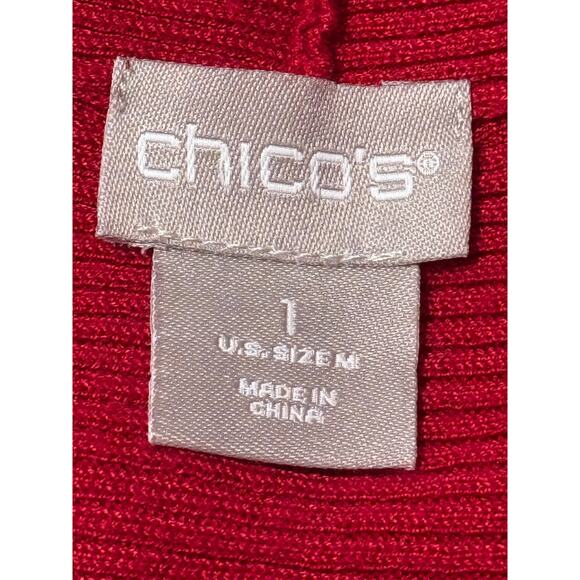 Chico's Red Open Front Cardigan, Size 1/ - Picture 5 of 6